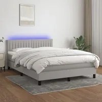 Letto a Molle Materasso e LED Grigio Chiaro 140x200 cm Tessuto 3133317