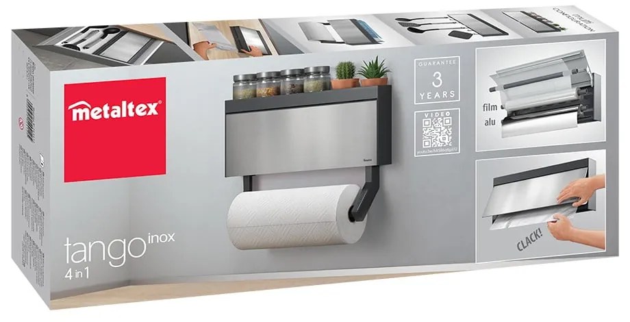 Porta rotolo e pellicole da appendere per cucina Tango Inox - Metaltex