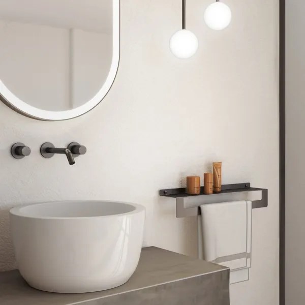 Gedy - Mensola con porta asciugamani CLEO 50 cm grigio metallico