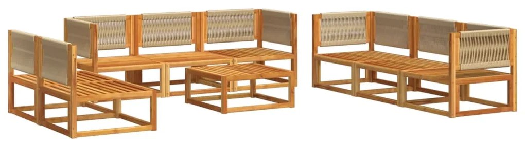 Set divano giardino 9 pz con cuscini legno massello di acacia