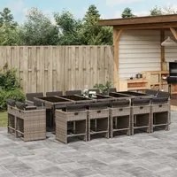 Set da Pranzo da Giardino 15 pz con Cuscini Grigio Polyrattan 3277999