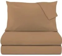 Completo letto matrimoniale cotone raso marrone