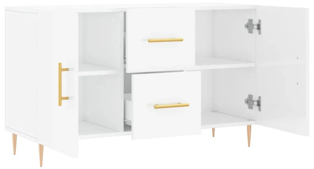 Credenza bianco lucido 100x36x60 cm in legno multistrato