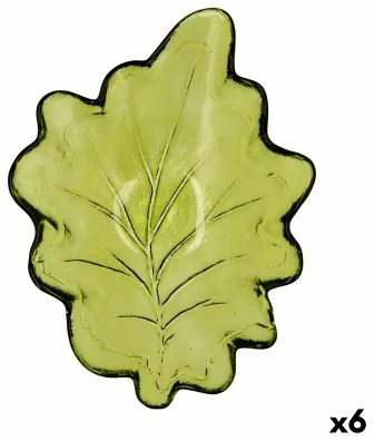 Vassoio per aperitivi Quid Foglio Verde Vetro (19 x 14 x 4 cm) (Pack 6x)