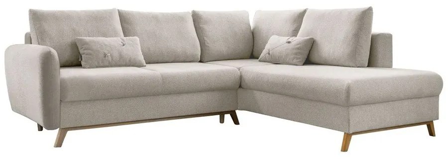 Divano letto angolare beige L, angolo destro Scandic Lagom - Miuform