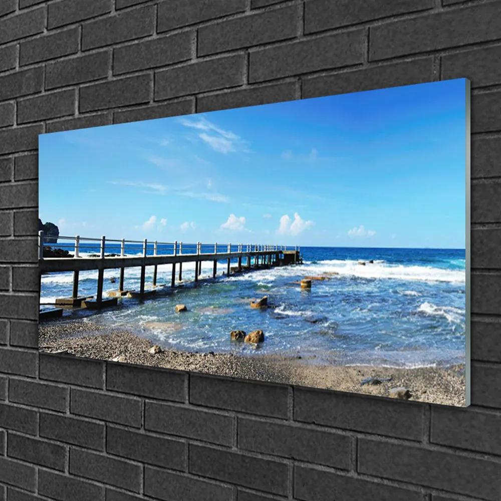 Quadro vetro Paesaggio di Ocean Beach 100x50 cm