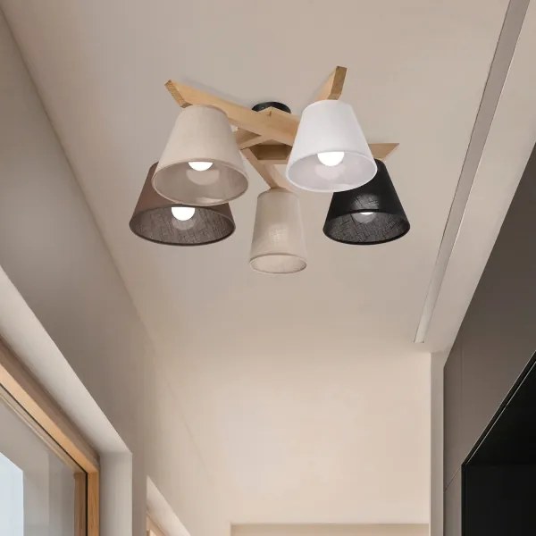 Brilagi - LED Lampadario a plafone ANTHONY 5xE14/40W/230V quercia