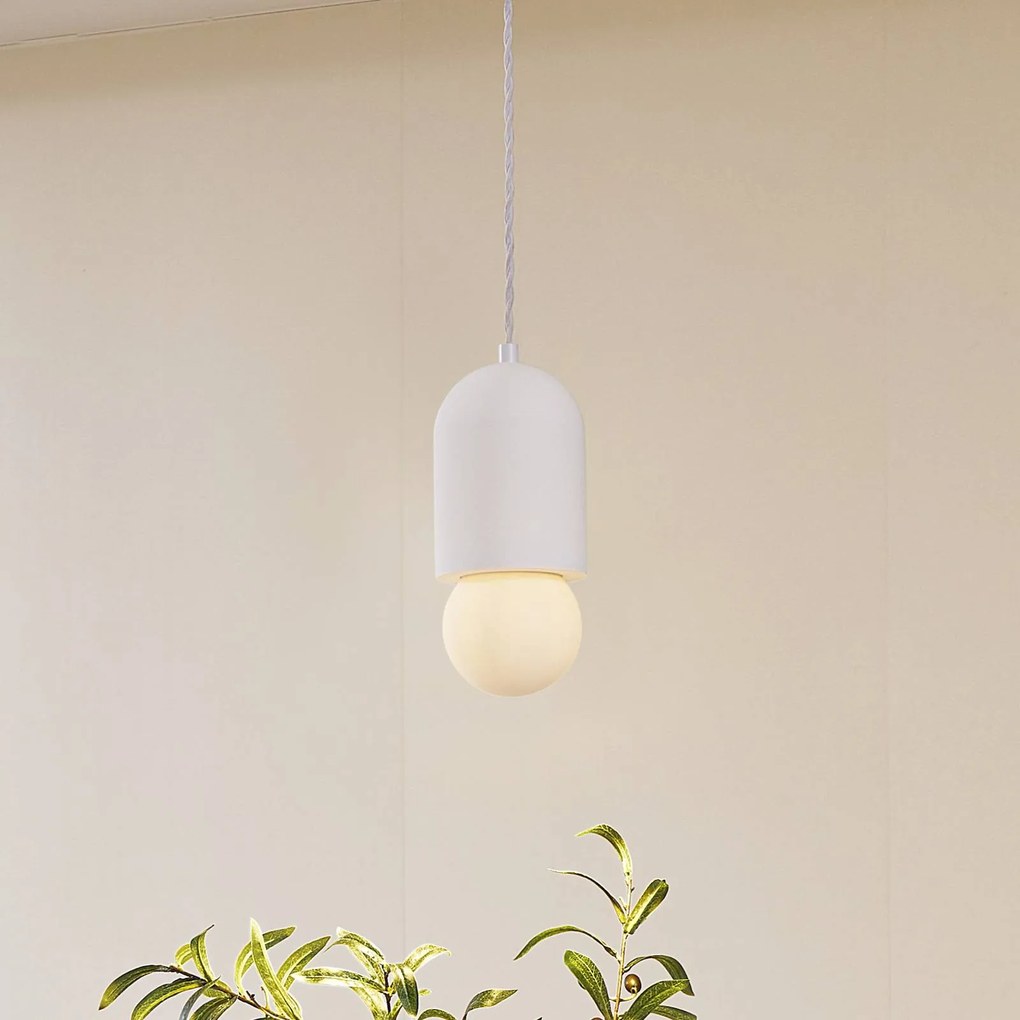 Lampada a sospensione Lindby Nielson, Ø 11 cm, bianco, gesso