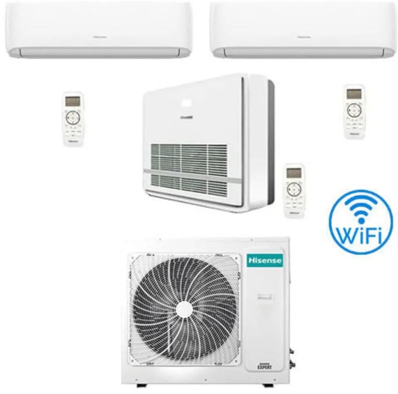 Climatizzatore Condizionatore Hisense R32 Trial Split Inverter Hi Comfort Wifi più Console 9000 + 9000 + 9000 btu con u.e. 3AMW72U4RJC Classe a++/a+
