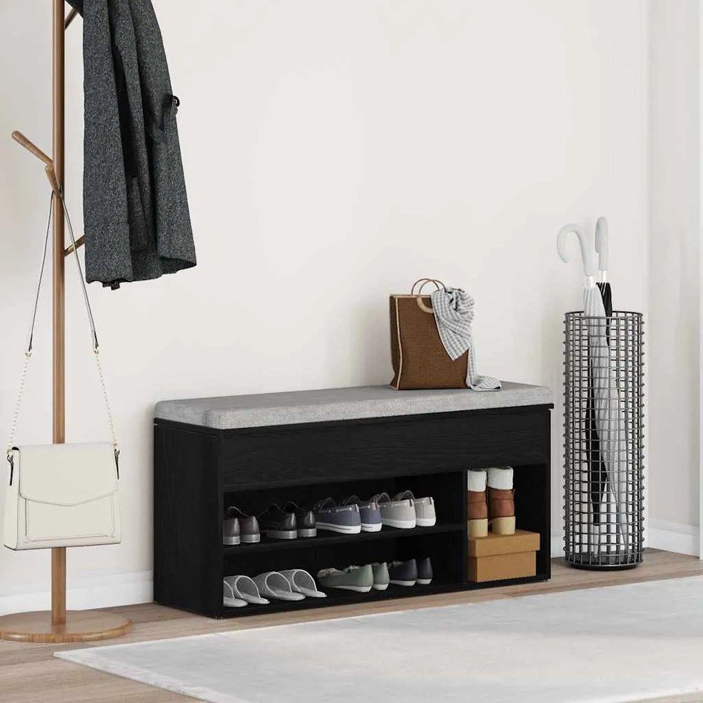 Scarpiera Rovere Nero 102x30,5x45 Cm İn Legno Multistrato /