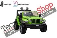 Auto Macchina Elettrica per Bambini JEEP FIAT Wranglper RUBICON 12V 2 Posti con Mp3 - Sedile in Pelle - colore Verde