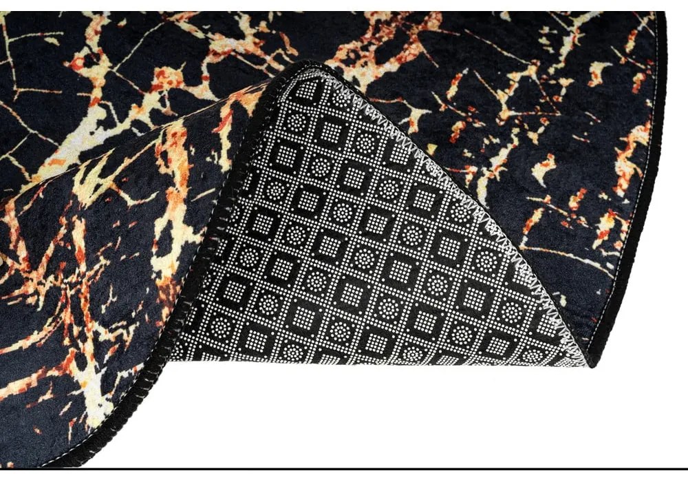 Set di 2 tappeti da bagno ovali neri in marmo dorato - Foutastic