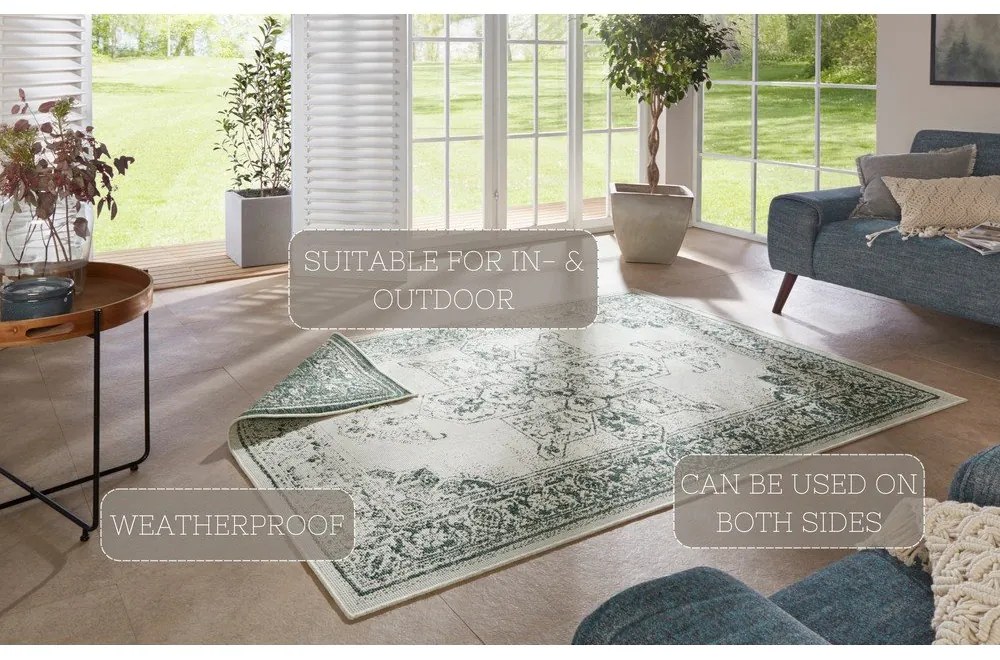 Tappeto da esterno verde e crema , 160 x 230 cm Borbon - NORTHRUGS