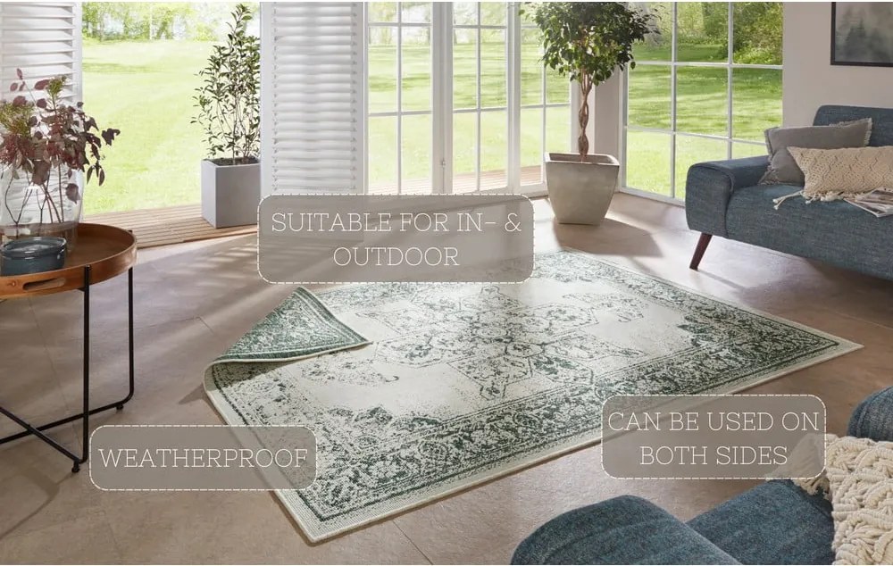 Tappeto da esterno verde e crema , 200 x 290 cm Borbon - NORTHRUGS