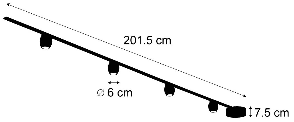 Modern railsysteem met 4 spots zwart 1-fase - Magnetic Zagaye