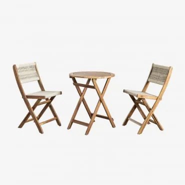 Set tavolo rotondo (Ø60 cm) e 2 sedie da giardino pieghevoli in - Sklum