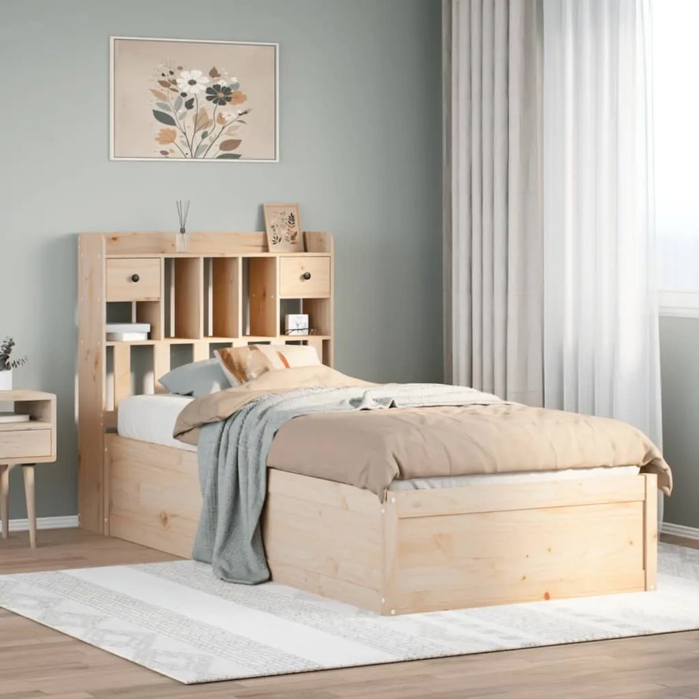 Letto Senza Materasso 90x190 Cm İn Legno Massello Di Pino /
