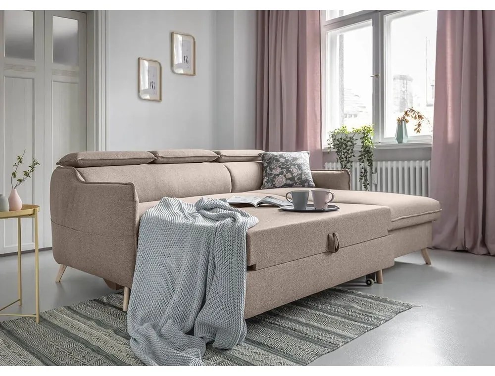 Divano letto angolare beige (angolo destro) Sweet Harmony - Miuform
