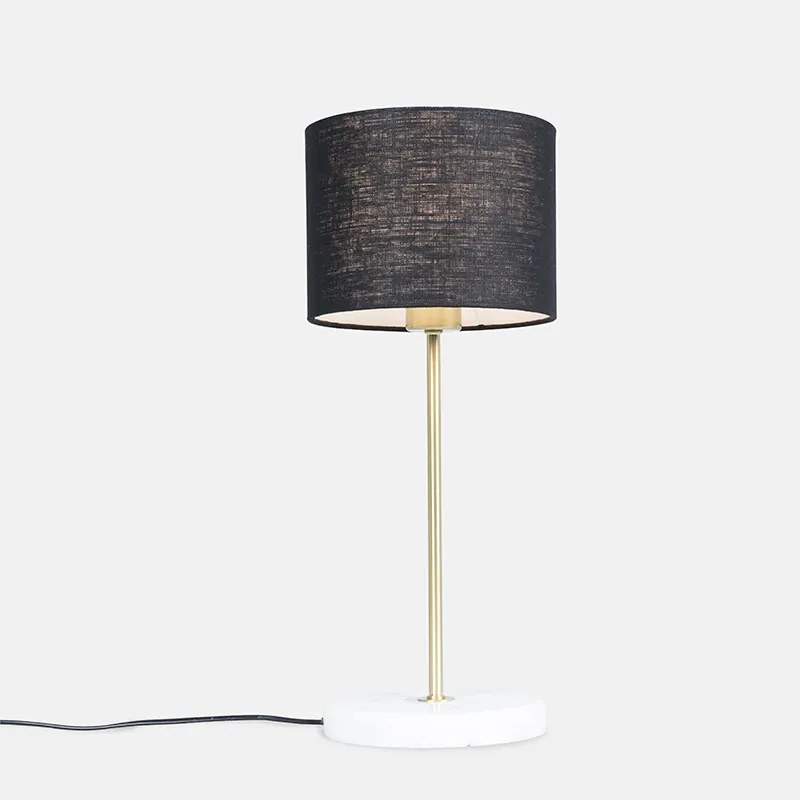 Lampada da tavolo in ottone con paralume nero 20 cm - Kaso