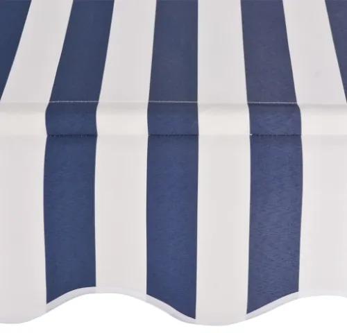 Tenda da Sole Retrattile Manuale 350 cm a Strisce Blu e Bianche