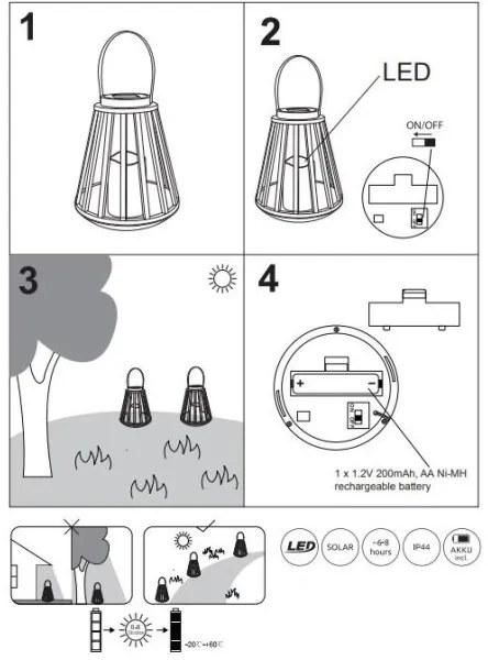 Globo 36654 - Lampada solare LED SOLAR LED/0,06W/3V 3200K IP44