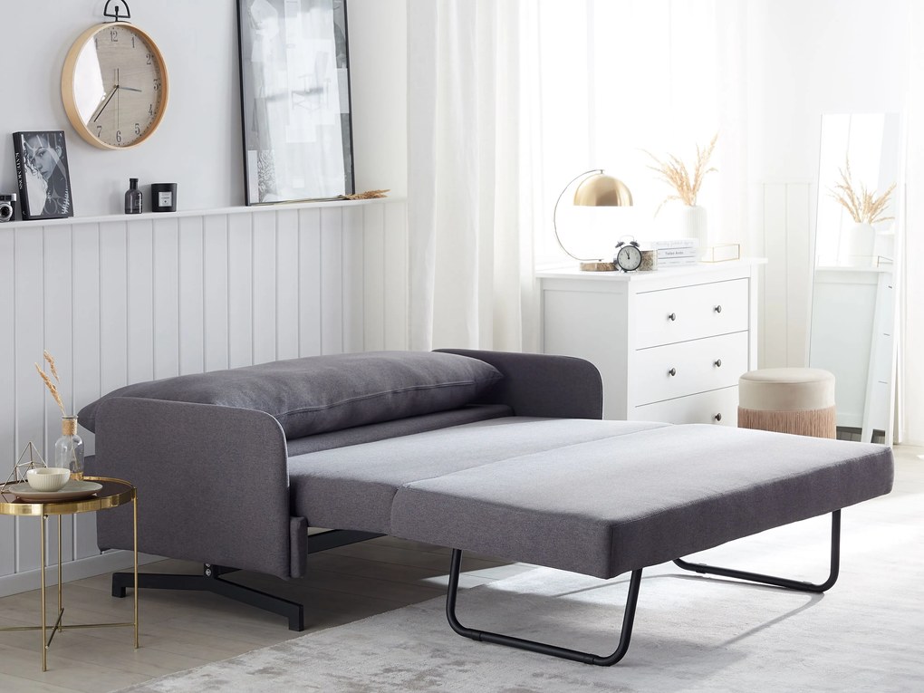 Divano letto 2 posti in tessuto grigio BELFAST Beliani