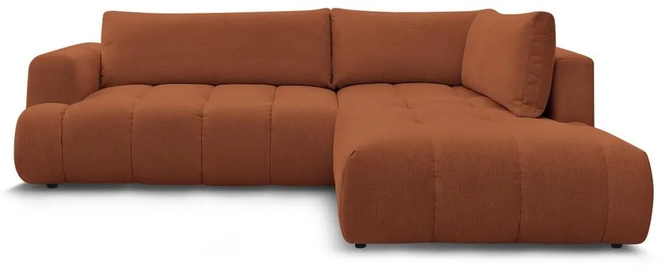 Divano angolare color mattone allungabile e con contenitore (penisola a destra/a L) Fuji – Bobochic Paris