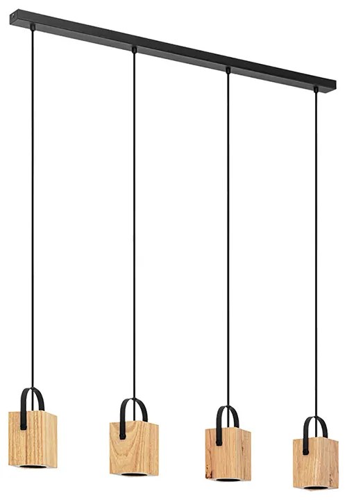 Lampadario Industrial Ayles 4 Luci Acciaio Nero