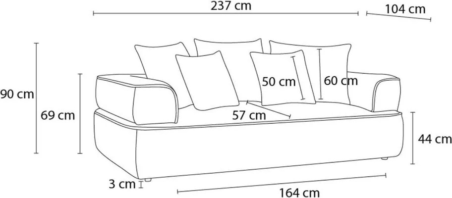 Divano color terracotta con rivestimento in ciniglia 237 cm Whesley – Bobochic Paris