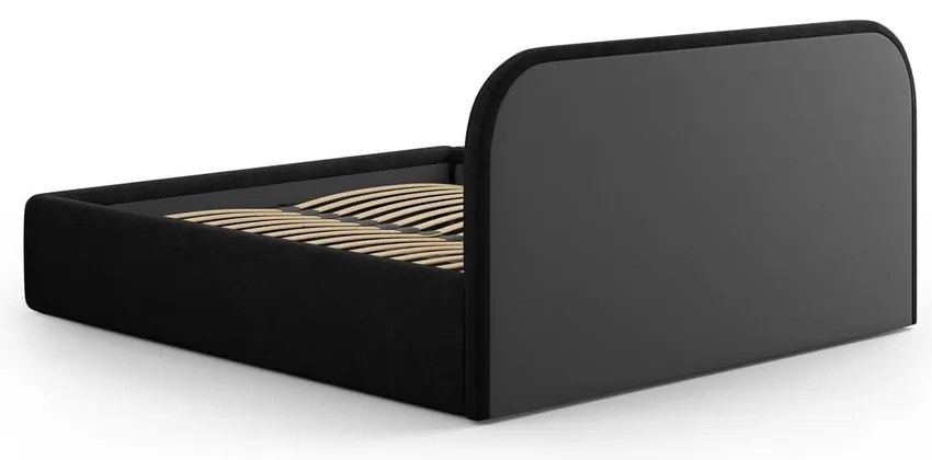 Letto matrimoniale imbottito nero con contenitore con rete inclusa 160x200 cm Juno – Windsor & Co Sofas