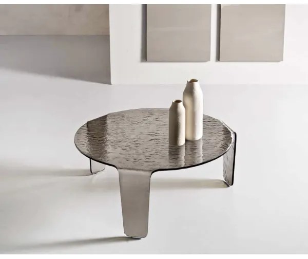 Tavolino tondo NORI in vetro Bronzo 80x82 cm