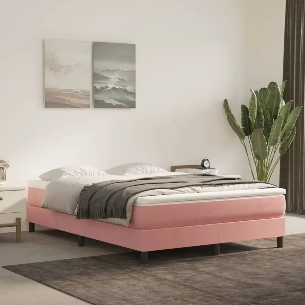 Materasso A Molle Insacchettate Rosa 140x190x20 Cm İn Velluto /