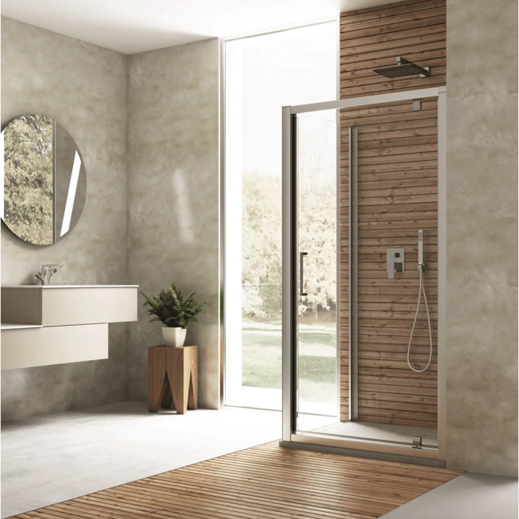 Box Doccia Battente 95 Cm Vanita Docce "Hera" Cromo Lucido/Vetro Trasparente