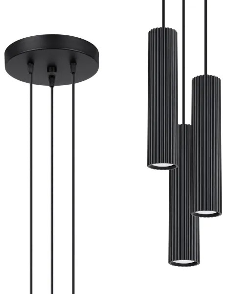 Sollux SL.1576 - Lampadario a sospensione con filo KARBON 3xGU10/10W/230V nero