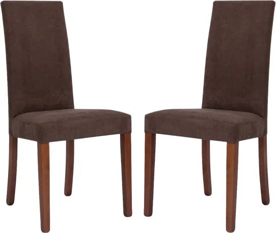 Sedia imbottita Denver in tessuto Marrone gamba noce - Set 2