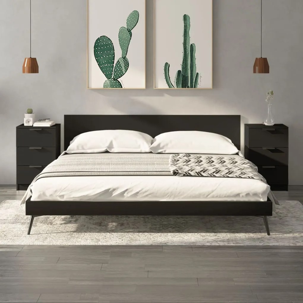 Comodini 2 Pz Neri 40x36x65 Cm /