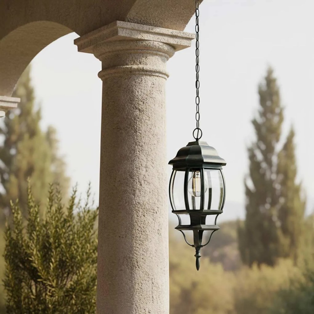 Lampione Vintage a Sospensione E27 IP54 Verde Anticato - Serie BELLINI