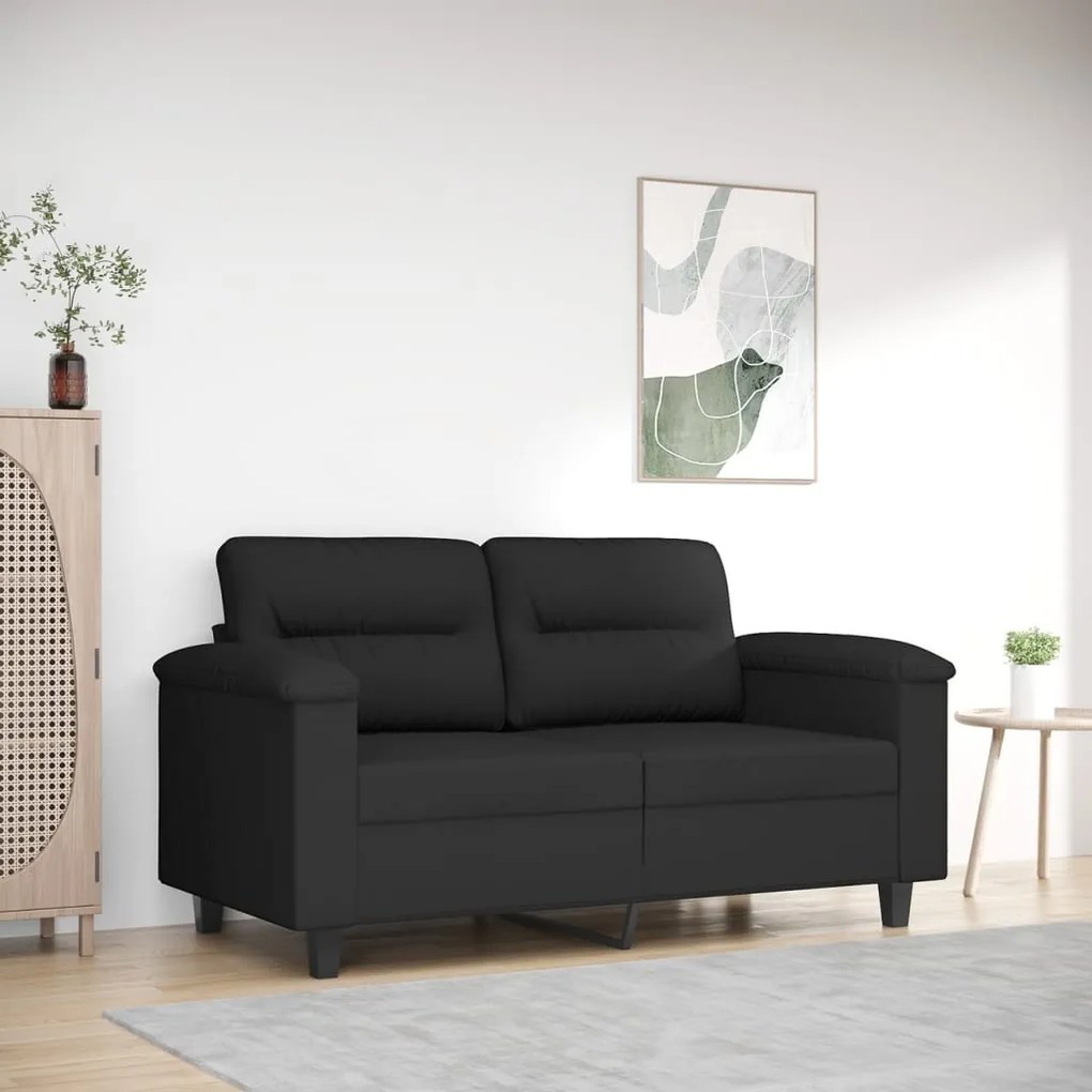 Divano A 2 Posti Nero 120 Cm İn Tessuto Microfibra /