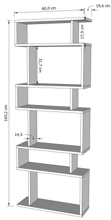 Libreria BATES 160x60 cm bianco/quercia