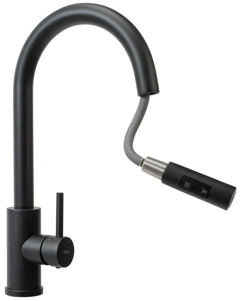 REA-B9147 - Miscelatore per lavello con doccetta estraibile FRESH 39,5 cm, nero opaco