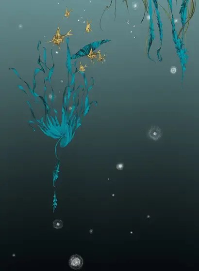 Edmond Petit Carta da parati Nautilus/ Méduses/ Nénuphars - Noir - Nénuphars droit - Noir