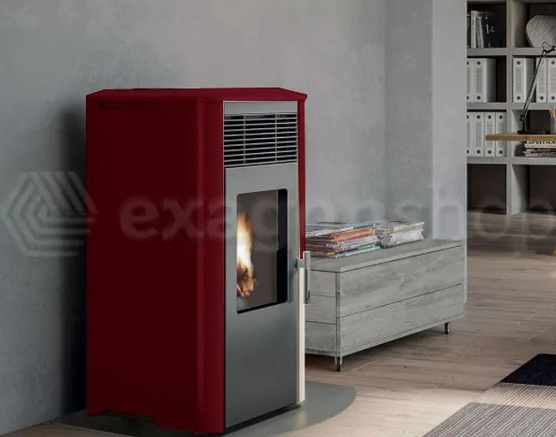 Royal Ilena Air 60 Stufa A Pellet Ad Aria Con Top In Ceramica 6kw Serbatoio 15kg 46x49x97 Cm In Acciaio Rosso Bordeaux