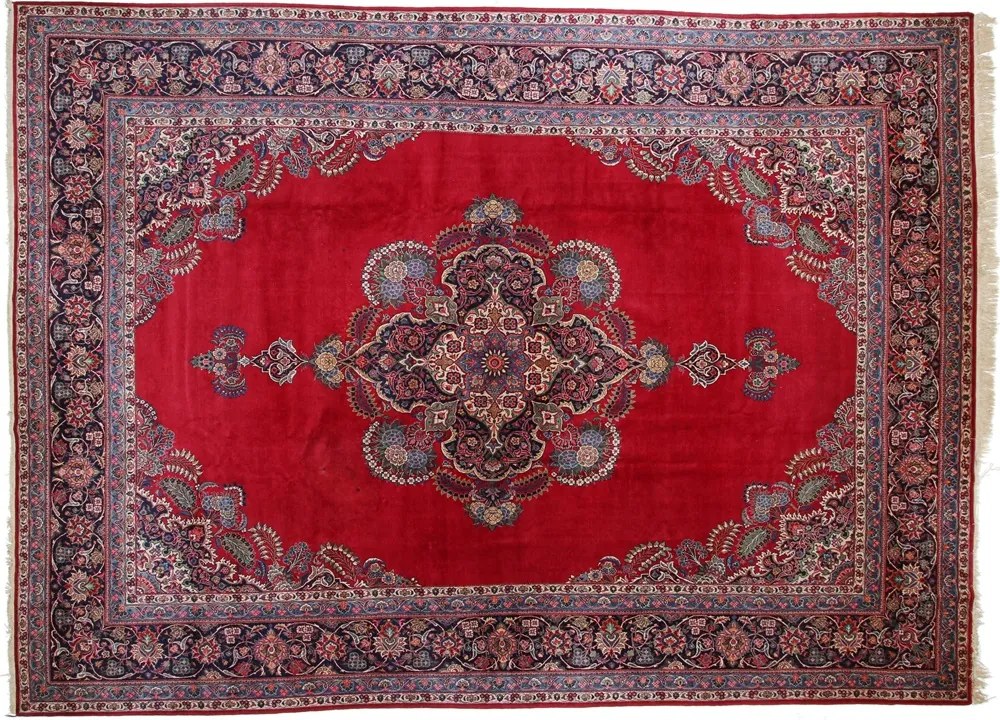 Kashan Tappeto 320x440 Blu (Iran) Annodato A Mano