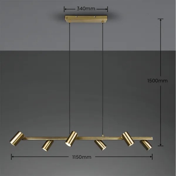 Trio - Lampadario a cavo MARLEY 6xGU10/35W/230V ottone