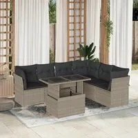 Set Divani da Giardino 7pz con Cuscini Grigio Chiaro Polyrattan 3266612