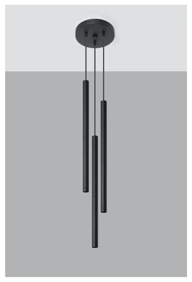 Lampadario nero in metallo ø 20 cm Fideus – Sollux