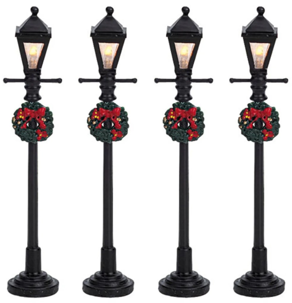 Set 4 lampioni natalizi a gas Lemax decorazione Natale