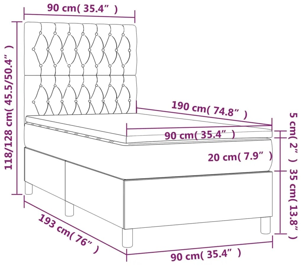 Giroletto a molle con materasso blu 90x190 cm in tessuto