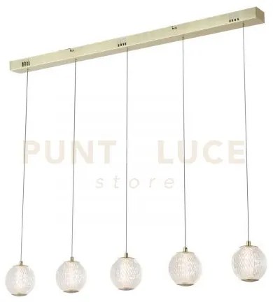 Allure 5lt bar pendant - metallo ottone satinato e acrilico traspar...