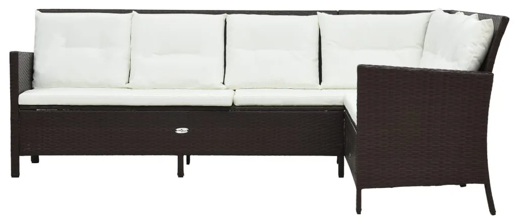 Set divani da giardino 3 pz con cuscini in polyrattan marrone